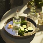 Overhead view of serene spa with cucumber water station, offering guests the rejuvenating benefits of cucumber-infused water while relaxing